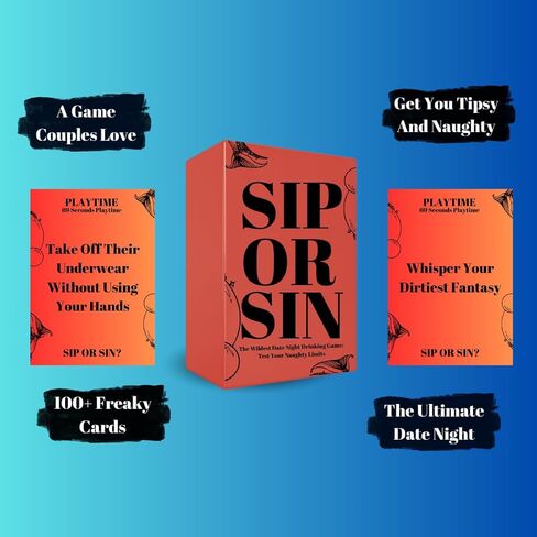 Sip Or Sin Bundle - Freaky Couples Game Couple Drinking Game for Romantic Date Night, Anniversary Valentine's Day Gift. 224 Spicy Dares & Questions for Your Partner. Card Game for Couple in Saudi Arabia