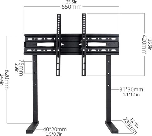 Universal TV Monitor Holder for 37"-75" LCD TVs - Adjustable Height and Tilt, Punch-Free Desktop Base, Durable Steel Stand - Black in Saudi Arabia