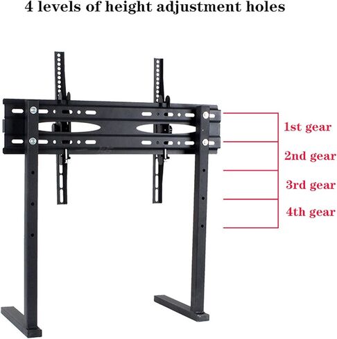 Universal TV Monitor Holder for 37"-75" LCD TVs - Adjustable Height and Tilt, Punch-Free Desktop Base, Durable Steel Stand - Black in Saudi Arabia