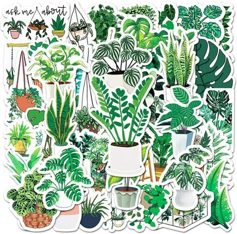 50Pcs Vibrant Green Plants Stickers, Perfect for Laptops, Water Bottles, Scrapbooks DIY Projects Plant Lover Gifts in Saudi Arabia
