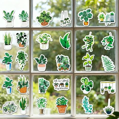50Pcs Vibrant Green Plants Stickers, Perfect for Laptops, Water Bottles, Scrapbooks DIY Projects Plant Lover Gifts in Saudi Arabia