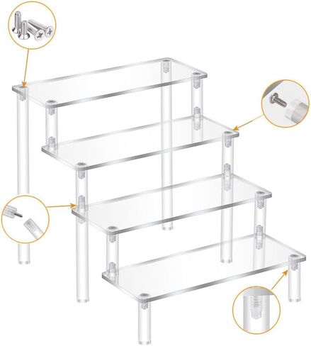3 Tier Acrylic Display Riser, Clear Perfume Organizer Stand, Cupcake Stand Holder, Dessert Table Display Shelf, Skin Care Organizer for Decoration and Organization in Saudi Arabia