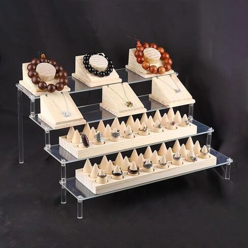 3 Tier Acrylic Display Riser, Clear Perfume Organizer Stand, Cupcake Stand Holder, Dessert Table Display Shelf, Skin Care Organizer for Decoration and Organization in Saudi Arabia