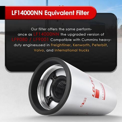 مرشحات الزيت/التشحيم LF14000NN (3 عبوات) لمحركات الديزل Cummins ISM11 ISX15 ISX X15 X12 ISX12 ISX12G QSM11 Signature 600 تحل محل 4367100 LF14001NN 5575298 LF9080 LF9001 57746XD 54110726 3406809 in Kuwait