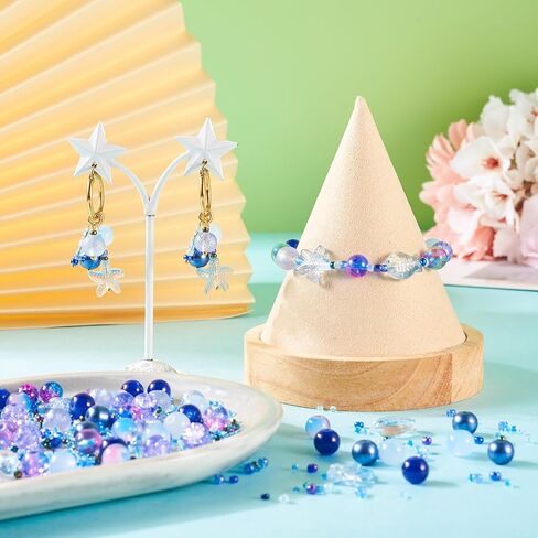 2 Bags Mixed Glass Beads Bulk Round Starfish Fish Rondelle Crystal Loose Spacer Beads for Jewelry Making Necklace Bracelet Earring DIY Crafts,About 500~700Pcs,Dark Blue in Saudi Arabia