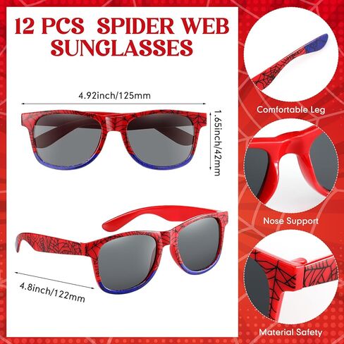 Soulchen 48 قطعة Spiderweb حفلة عيد ميلاد الديكور مجموعة Spiderweb أكياس هدية العنكبوت سيليكون سوار النظارات الشمسية نسيج العنكبوت لزجة الأيدي اللعب لحفلة عيد ميلاد اللوازم تفضل in Kuwait