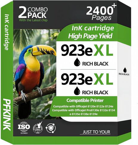 923e 923xl خراطيش الحبر الأسود مجموعة كومبو بديلة لخراطيش الحبر HP Ink 923 923e الأسود لـ OfficeJet 8120e 8122e 8124e Pro 8135e 8138e 8139e 8130e 8132e (2 أسود) in Kuwait