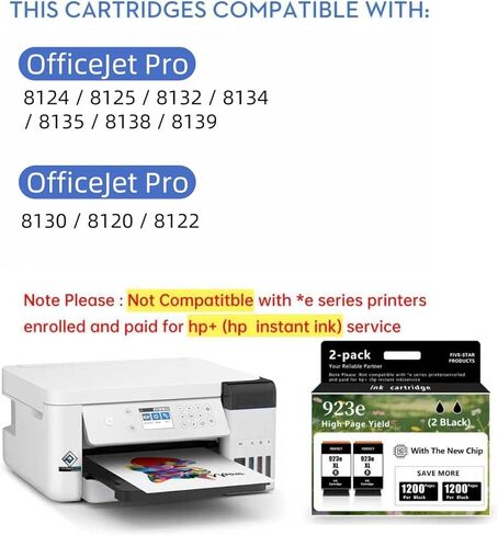923e 923xl خراطيش الحبر الأسود مجموعة كومبو بديلة لخراطيش الحبر HP Ink 923 923e الأسود لـ OfficeJet 8120e 8122e 8124e Pro 8135e 8138e 8139e 8130e 8132e (2 أسود) in Kuwait