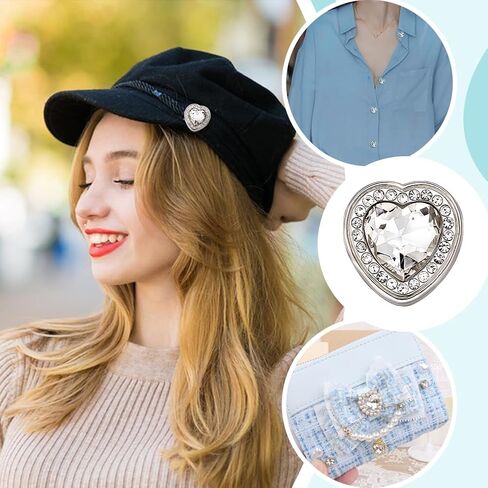 PH PandaHall Heart Rhinestone Buttons 12pcs Glass Crystal Rhinestone Buttons Silver Sewing Shank Button for Wedding Party Home Decoration DIY Clothing Sewing Crafting Jewelry Making, 16x15.5mm in Saudi Arabia