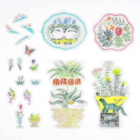 ほぼ日 Hobonichi Techo Accessories – iyo okumi: Transparent Embroidery Sticker Set - My Garden in Saudi Arabia