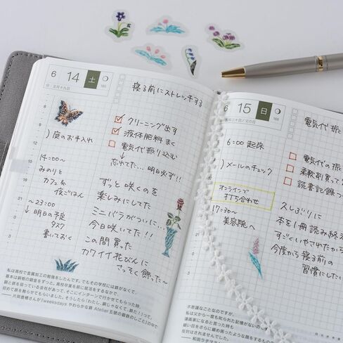 ほぼ日 Hobonichi Techo Accessories – iyo okumi: Transparent Embroidery Sticker Set - My Garden in Saudi Arabia