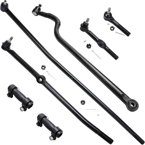 Detroit Axle - 4WD Front Tie Rods Track Bar Kit for 94-97 Dodge Ram 1500 2500, 1994 1995 1996 1997, 4 Inner & Outer Tie Rods, 2 Adjusting Sleeves, 1 Track Bar, Replacement in Saudi Arabia