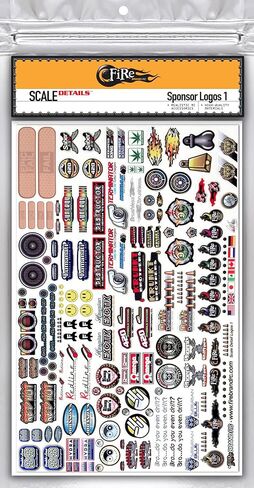 FIRE BRAND RC® Sponsor Logos 1A RC Decals - 6" x 10" - Premium 8-Color Printed Vinyl, Metallic & White Inks, Die-Cut Clear Vinyl for Easy Application in Saudi Arabia