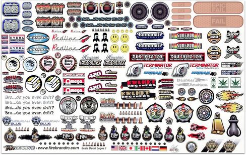 FIRE BRAND RC® Sponsor Logos 1A RC Decals - 6" x 10" - Premium 8-Color Printed Vinyl, Metallic & White Inks, Die-Cut Clear Vinyl for Easy Application in Saudi Arabia
