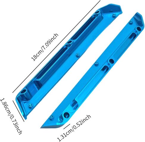 2X 1:12 RC Car Chassis Mud Guards Aluminum Alloy DIY Easy to Install Replace Parts Side Trails Bar for Wltoys 124019 124017, Blue in Saudi Arabia