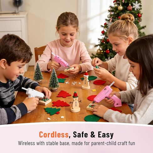 مجموعة مسدس الغراء الساخن اللاسلكي 3.7 فولت من Katerk، تسخين سريع لمدة 90 ثانية، مسدس غراء صغير مع 15 عصا غراء، USB-C قابل لإعادة الشحن مع بطارية مدمجة 2000 مللي أمبير في الساعة، مثالي للأعمال اليدوية، وصناعة الهدايا، والحرف المدرسية والإصلاحات (وردي) in Kuwait