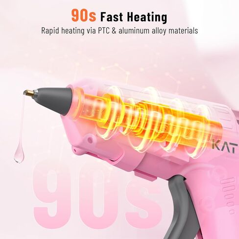 مجموعة مسدس الغراء الساخن اللاسلكي 3.7 فولت من Katerk، تسخين سريع لمدة 90 ثانية، مسدس غراء صغير مع 15 عصا غراء، USB-C قابل لإعادة الشحن مع بطارية مدمجة 2000 مللي أمبير في الساعة، مثالي للأعمال اليدوية، وصناعة الهدايا، والحرف المدرسية والإصلاحات (وردي) in Kuwait
