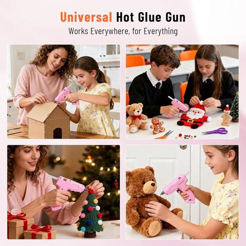 مجموعة مسدس الغراء الساخن اللاسلكي 3.7 فولت من Katerk، تسخين سريع لمدة 90 ثانية، مسدس غراء صغير مع 15 عصا غراء، USB-C قابل لإعادة الشحن مع بطارية مدمجة 2000 مللي أمبير في الساعة، مثالي للأعمال اليدوية، وصناعة الهدايا، والحرف المدرسية والإصلاحات (وردي) in Kuwait