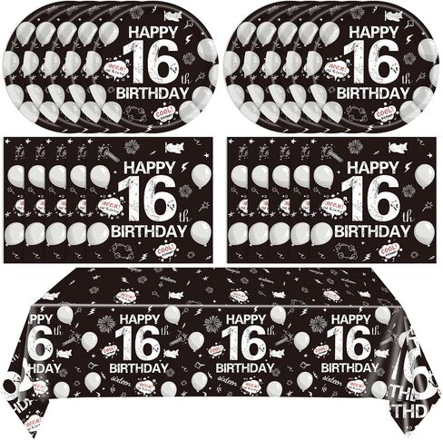 41PCS 13th Birthday Party Supplies Red and Black Official Teenager Party Decorations Plates Napkins Tablecloth Set for 13th Birthday Boys Girls in Saudi Arabia