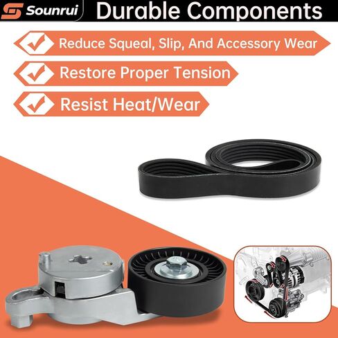 طقم حزام سيربنتين مع شداد وبكرة وسيطة - لسيارة Toyota Camry 2013-2017 2.5L، Toyota RAV4 2009-2018 & Scion tC 2011-2016 - مراجع OEM 166200V020 / 1662036010/39106 in Kuwait