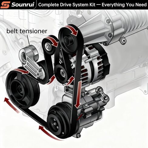 طقم حزام سيربنتين مع شداد وبكرة وسيطة - لسيارة Toyota Camry 2013-2017 2.5L، Toyota RAV4 2009-2018 & Scion tC 2011-2016 - مراجع OEM 166200V020 / 1662036010/39106 in Kuwait