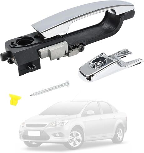 Exterior Door Handle Kit Front Left Driver Side Compatible with 2008-2011 Ford Focus with Bracket & Cap w/Keyhole Replacement for 8S4Z-5422404-AA 8S4Z-54218A14-AA 8S4Z-5426685-B (Black) in Saudi Arabia