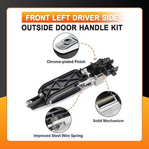 Exterior Door Handle Kit Front Left Driver Side Compatible with 2008-2011 Ford Focus with Bracket & Cap w/Keyhole Replacement for 8S4Z-5422404-AA 8S4Z-54218A14-AA 8S4Z-5426685-B (Black) in Saudi Arabia