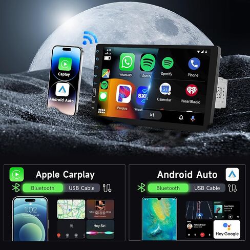9 بوصة Apple Carplay Single Din تعمل باللمس ستيريو سيارة مع Android Auto، راديو السيارة Rimoody مع بلوتوث iOS/Android Mirror Link FM/AM راديو/TF/USB/AUX مدخل مشغل وسائط السيارة + كاميرا احتياطية in Saudi Arabia