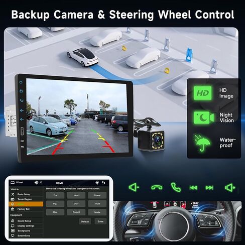 9 بوصة Apple Carplay Single Din تعمل باللمس ستيريو سيارة مع Android Auto، راديو السيارة Rimoody مع بلوتوث iOS/Android Mirror Link FM/AM راديو/TF/USB/AUX مدخل مشغل وسائط السيارة + كاميرا احتياطية in Saudi Arabia