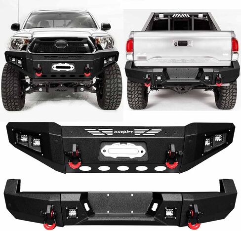 GNG Front and Rear Bumper Compatible with 2005-2015 Tacoma w/Winch Plate & 6 Aluminum Lights & D-Ring,〔Black Textured Steel〕 in Saudi Arabia