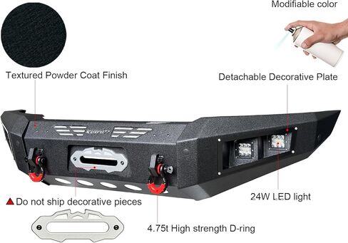 GNG Front and Rear Bumper Compatible with 2005-2015 Tacoma w/Winch Plate & 6 Aluminum Lights & D-Ring,〔Black Textured Steel〕 in Saudi Arabia