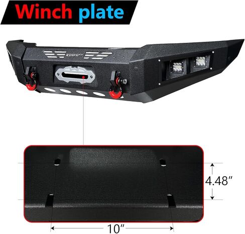 GNG Front and Rear Bumper Compatible with 2005-2015 Tacoma w/Winch Plate & 6 Aluminum Lights & D-Ring,〔Black Textured Steel〕 in Saudi Arabia