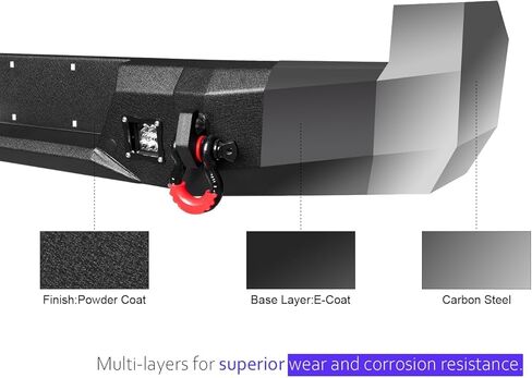 GNG Front and Rear Bumper Compatible with 2005-2015 Tacoma w/Winch Plate & 6 Aluminum Lights & D-Ring,〔Black Textured Steel〕 in Saudi Arabia