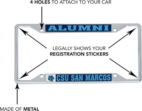 Desert Cactus California State University San Marcos Car Accessories Cougars Metal License Plate Frame and Tag Holder for Front or Rear of Car (Alumni) in Saudi Arabia