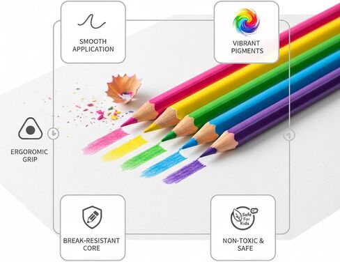 24 Colored Pencils Set – Soft Core, Pre-Sharpened, Break-Resistant – Ideal for Coloring Books, Drawing, Sketching, School Art Supplies (Pastel Colors) in Saudi Arabia