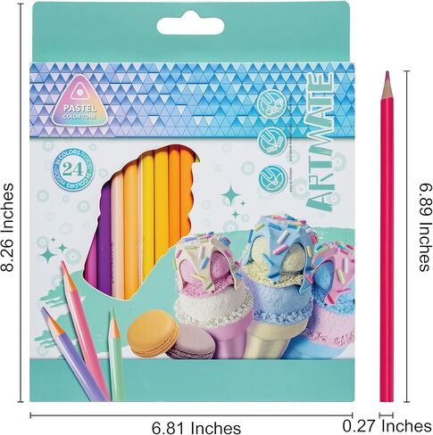 24 Colored Pencils Set – Soft Core, Pre-Sharpened, Break-Resistant – Ideal for Coloring Books, Drawing, Sketching, School Art Supplies (Pastel Colors) in Saudi Arabia