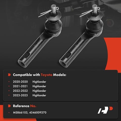 A-Premium 2 × أطراف قضيب ربط خارجي أمامي، متوافق مع Toyota Highlander 2020 2021 2022 2023 in Saudi Arabia