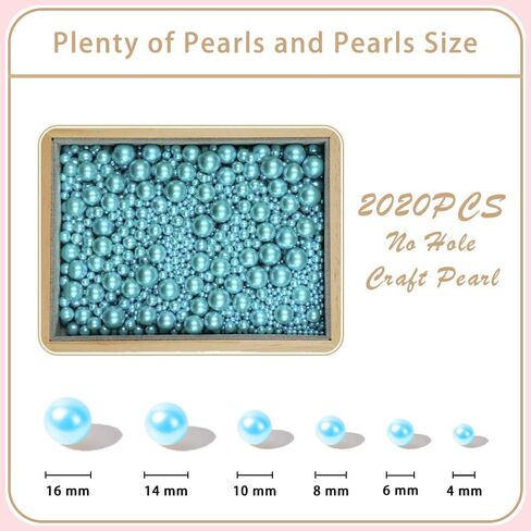 2020PCS No Hole Craft Pearl Beads - Assorted Sizes (4mm-16mm) for Vase Filler, DIY Crafts, Candles Centerpiece, Wedding Centerpieces (Off-White) in Saudi Arabia