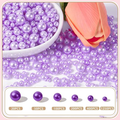 2020PCS No Hole Craft Pearl Beads - Assorted Sizes (4mm-16mm) for Vase Filler, DIY Crafts, Candles Centerpiece, Wedding Centerpieces (Off-White) in Saudi Arabia