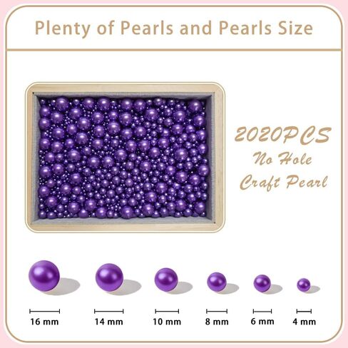 2020PCS No Hole Craft Pearl Beads - Assorted Sizes (4mm-16mm) for Vase Filler, DIY Crafts, Candles Centerpiece, Wedding Centerpieces (Off-White) in Saudi Arabia