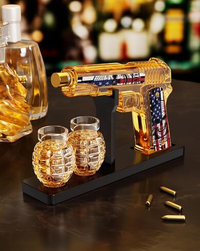 Gifts for Men Dad, 10.1 Oz Whiskey Decanter Set with 2 Glasses, Unique Dad Birthday Gift Ideas from Daughter Son, Personalized Liquor Dispenser for Liquor Scotch Bourbon Vodka in Saudi Arabia