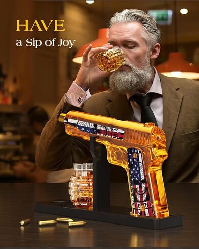 Gifts for Men Dad, 10.1 Oz Whiskey Decanter Set with 2 Glasses, Unique Dad Birthday Gift Ideas from Daughter Son, Personalized Liquor Dispenser for Liquor Scotch Bourbon Vodka in Saudi Arabia