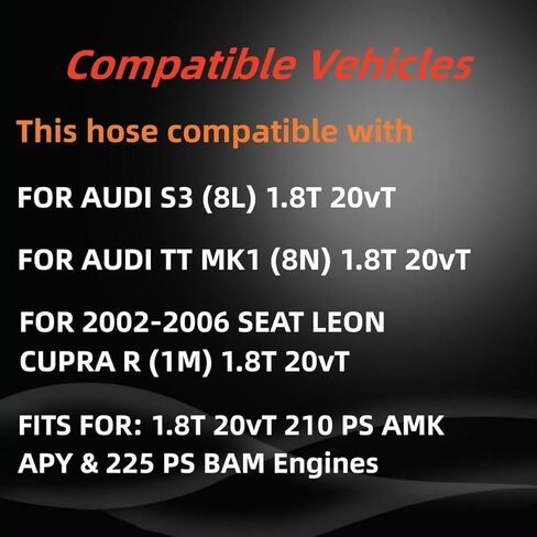 Silicone Servo Hose Compatible with Audi S3 TT 20VT for Seat Leon Cupra R AMK APY BAM 210 225 in Saudi Arabia