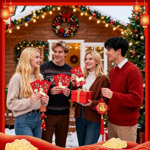 60 Pcs Red Envelopes Chinese New Year 2026, Lunar New Year of the Horse Red Envelopes Decorations, Chinese New Years Hong Bao Lucky Money Gifts for Spring Festival Holiday Wedding Birthday (Style A) in Saudi Arabia