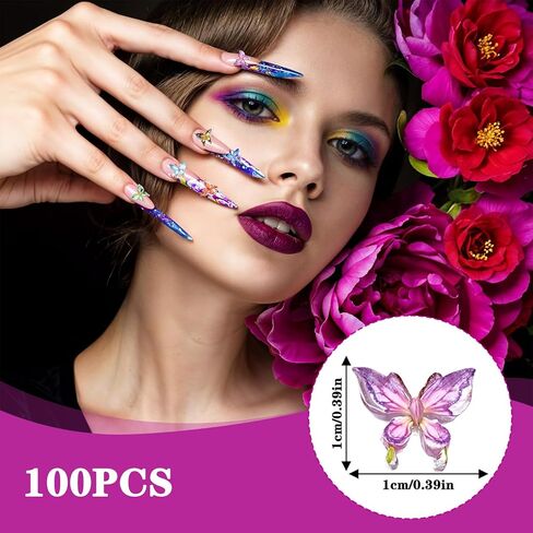 100 قطعة من الفراشات الصغيرة من الراتنج، فراشات صغيرة للحرف اليدوية والحلي المصغرة من الراتنج والحلي الصغيرة لتزيين المناظر الطبيعية الصغيرة لحديقة الجنية وبيت الدمى in Saudi Arabia