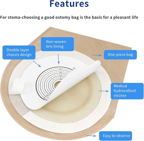21 PCS Colostomy Bags,Ostomy Supplies, Two Piece Drainable Ostomy Pouch with Closure,Ostomy Bag for Ileostomy Stoma Care, Cut-to-Fit(15pcs Bags+6pcs Barrier) in Saudi Arabia