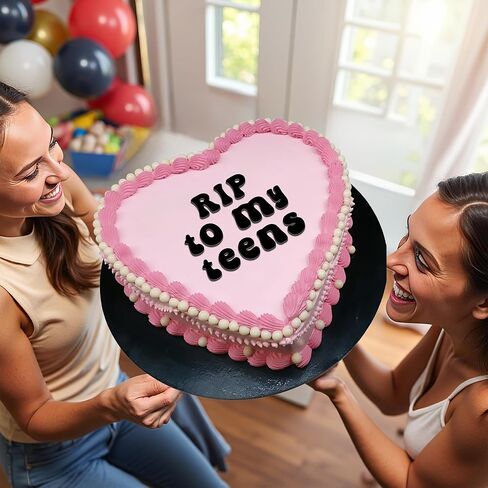 قطعة علوية للكيك من RIP to My Teens - ديكورات مضحكة لعيد الميلاد العشرين للنساء أو الرجال، زينة كعكة Kissing My Teens Goodbye، ديكور حفلات الجنازة من الأكريليك الأسود (RIP to my Teens) in Kuwait