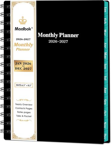2026-2027 Monthly Planner - Monthly Calendar 2026-2027 with Two-Side Pocket, January 2026 - December 2027, 9" x 11", 2 Years Calendar Planner, Cardboard Cover in Saudi Arabia