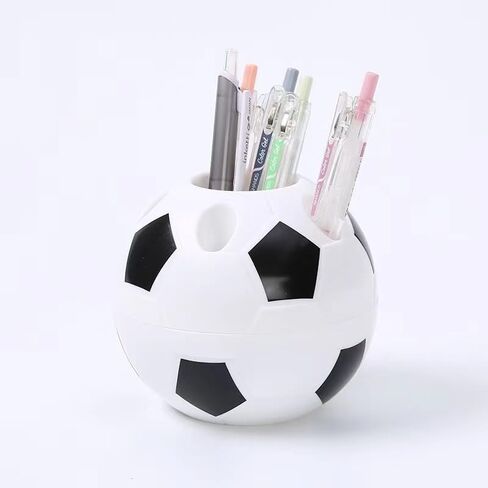Football shaped pen holder with multiple holes for inserting pens, multifunctional and large capacity student desktop organizer, stationery and ornament storage box in Saudi Arabia