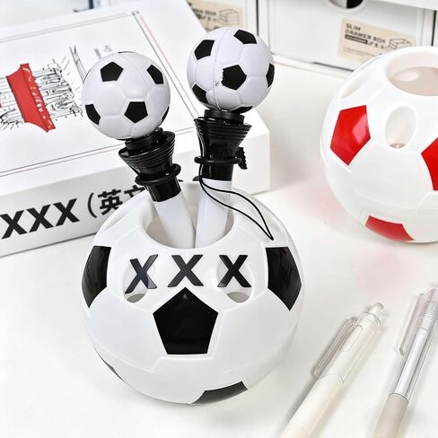 Football shaped pen holder with multiple holes for inserting pens, multifunctional and large capacity student desktop organizer, stationery and ornament storage box in Saudi Arabia